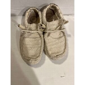 Hey Dude Wally Women Woven Cream Slip On Loafers Shoes 6 EU 37